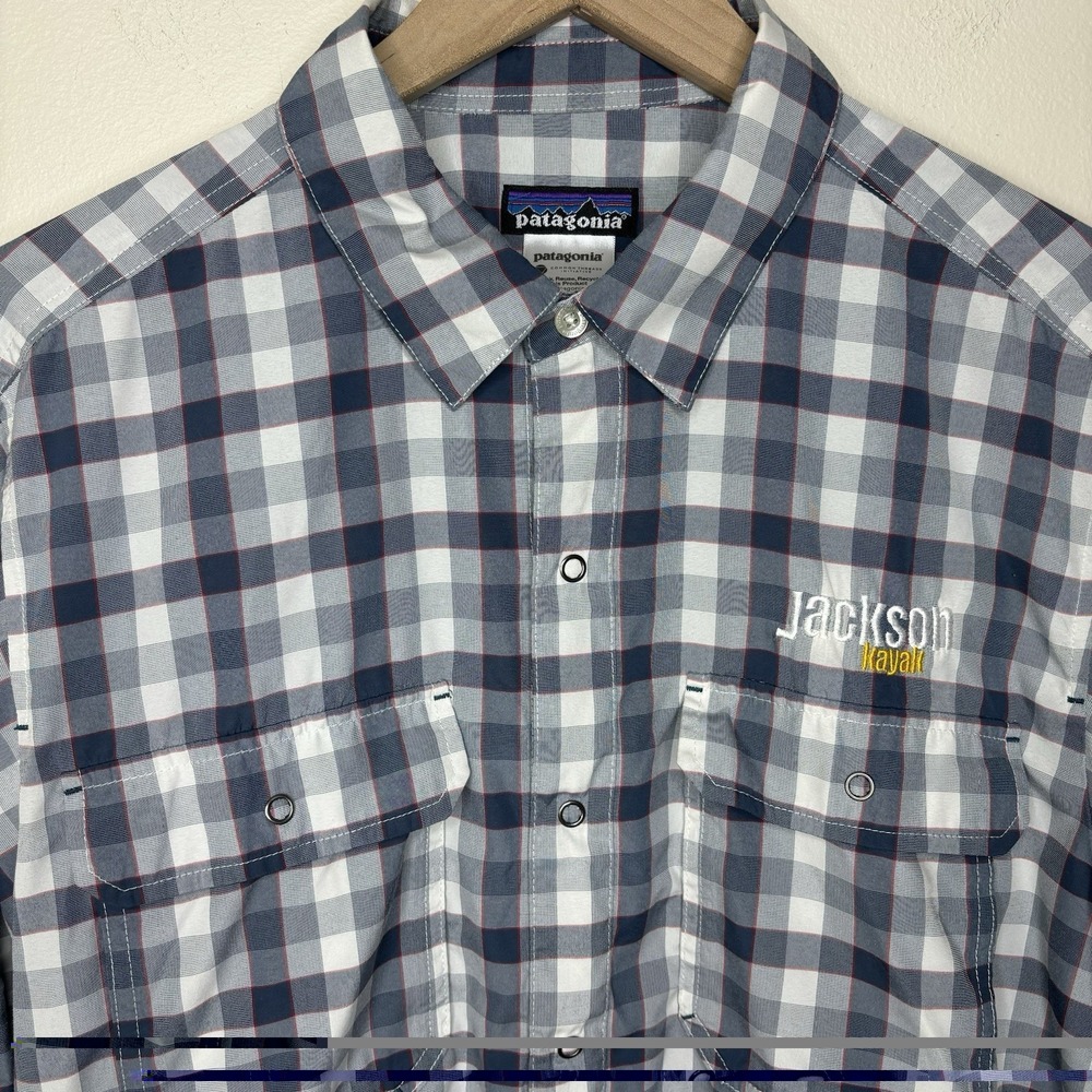 Patagonia Shirt Medium Blue Plaid Island Hopper Long Sleeve‎ Fishing Vented Gorp